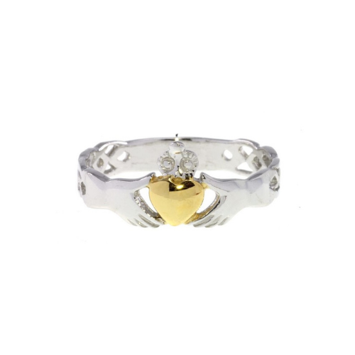 Cailin Silver with Gold Heart Claddagh