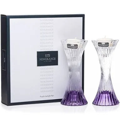 Newgrange Mauve Purple T-Light Holder Pair