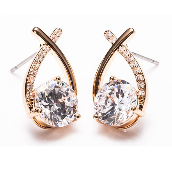 Gold Cross Diamond Earrings