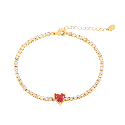 The Pink Box Ruby Heart Bracelet
