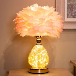 Led Base Pink Feather Lamp