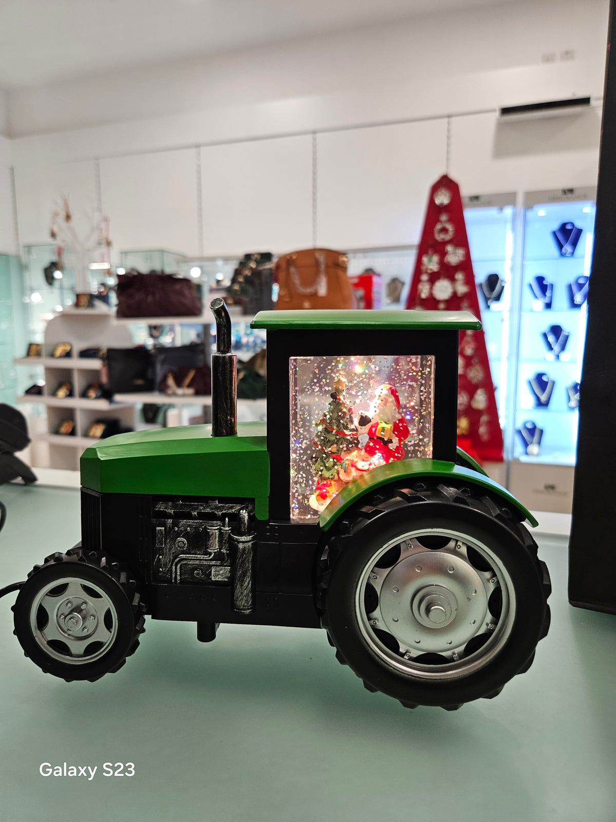 Tractor Snow Globe Green
