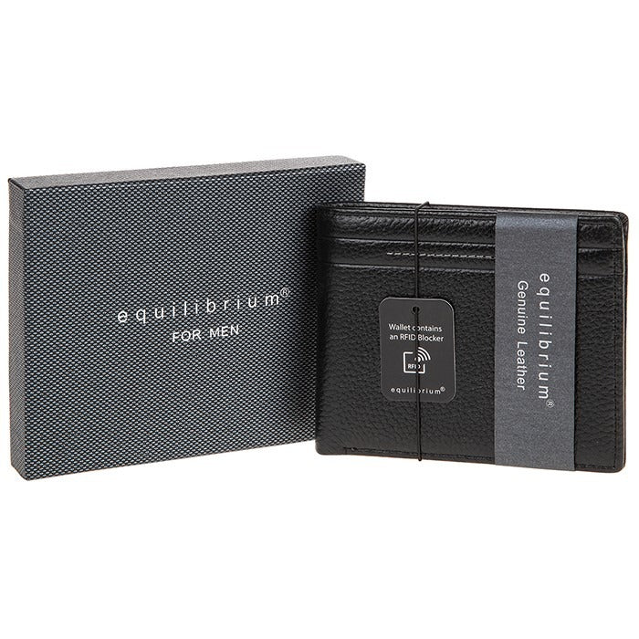 Equilibrium Mens Black Leather Wallet