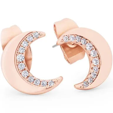 Tipperary Crystal HALF MOON STUD EARRINGS - ROSE GOLD