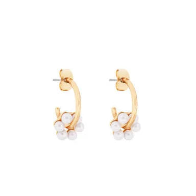 TC PEARL CLUSTER HOOP EARRING GOLD