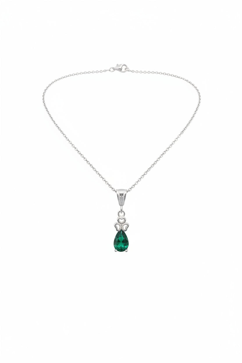 sterling Silver emerald drop pendant