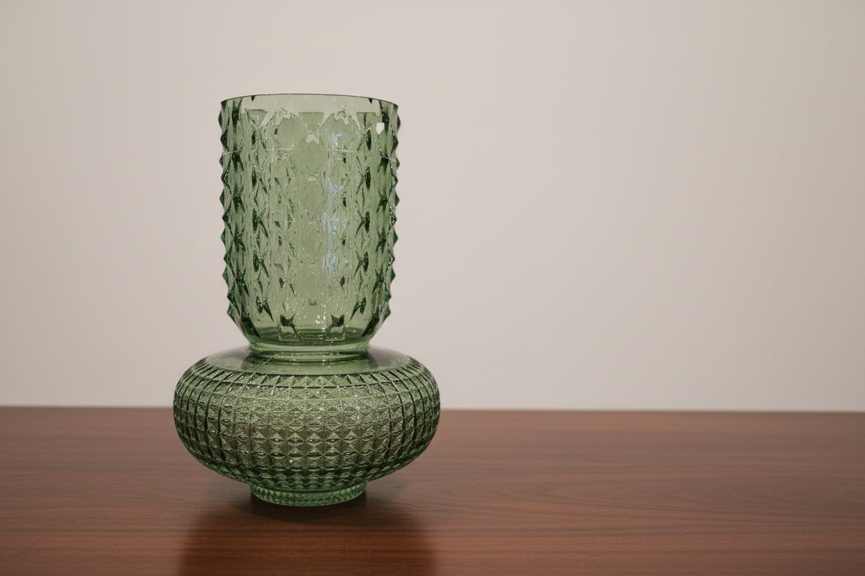 Green Glass Vase 32cm