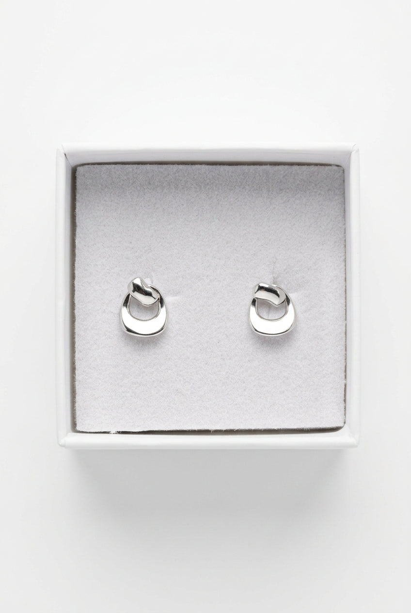 Silver drop loop earrings