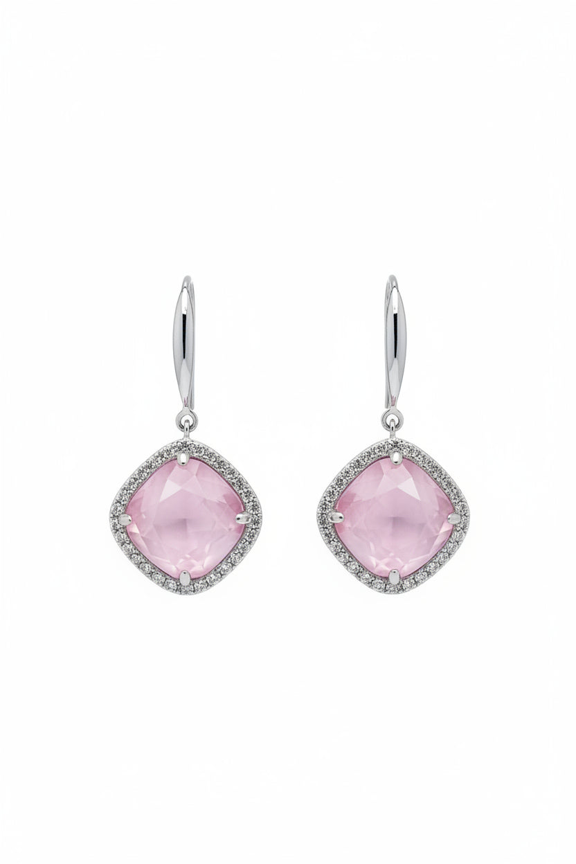 Sterling silver pink drop earrings