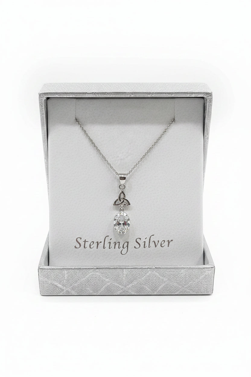 Sterling Silver trinity pendant with clear stone