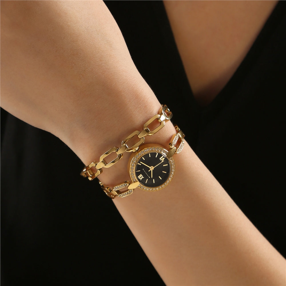 Newbridge Ladies Watch Black Face with Bracelet Set