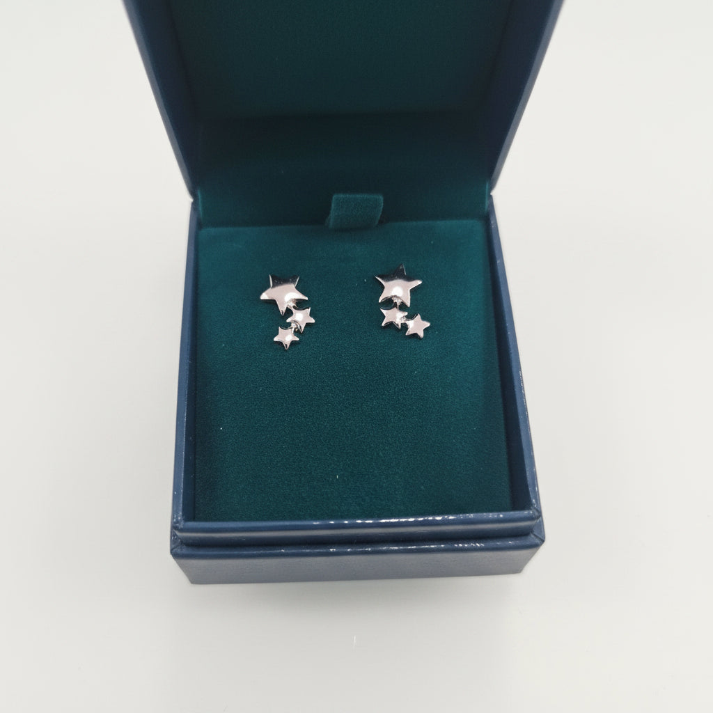 Silverplated 3 Star Creeper Earrings