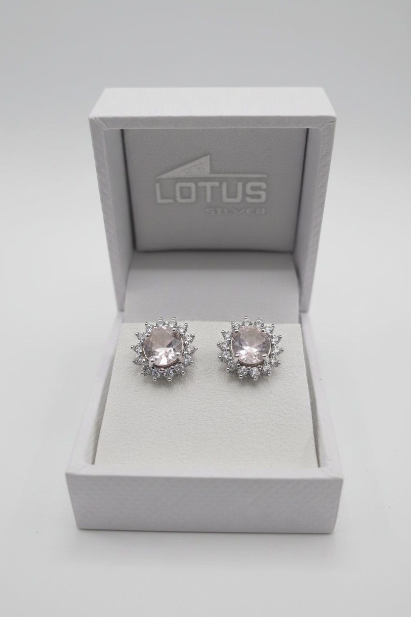 Sterling silver pink stone earrings