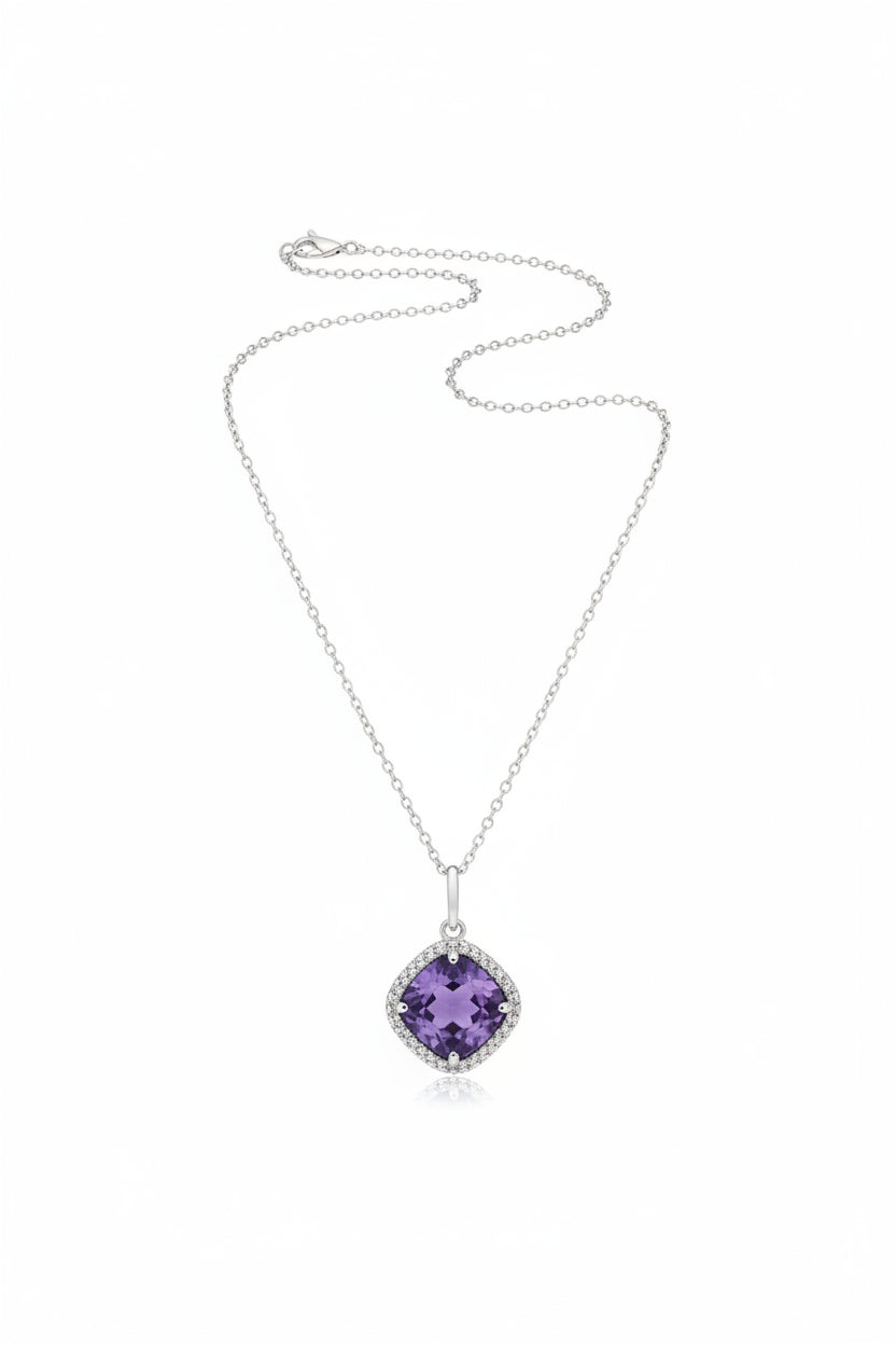Amethyst stone silver pendant