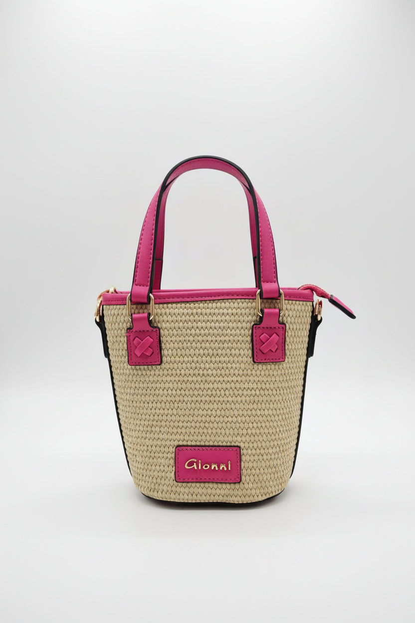 Sunstone Crossbody Bag with Fushia Trim
