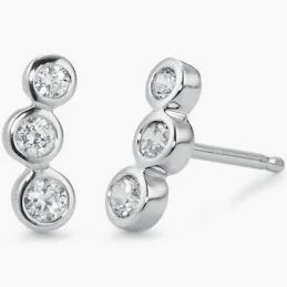 Absolute Triple Stone Sterling Silver Earrings