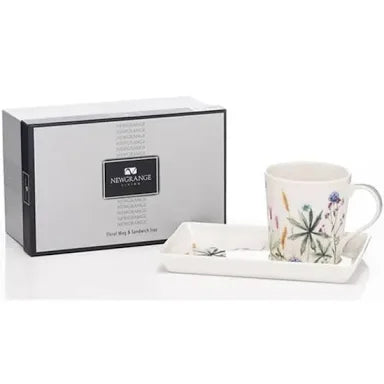 Floral Mug and Sandwich Tray