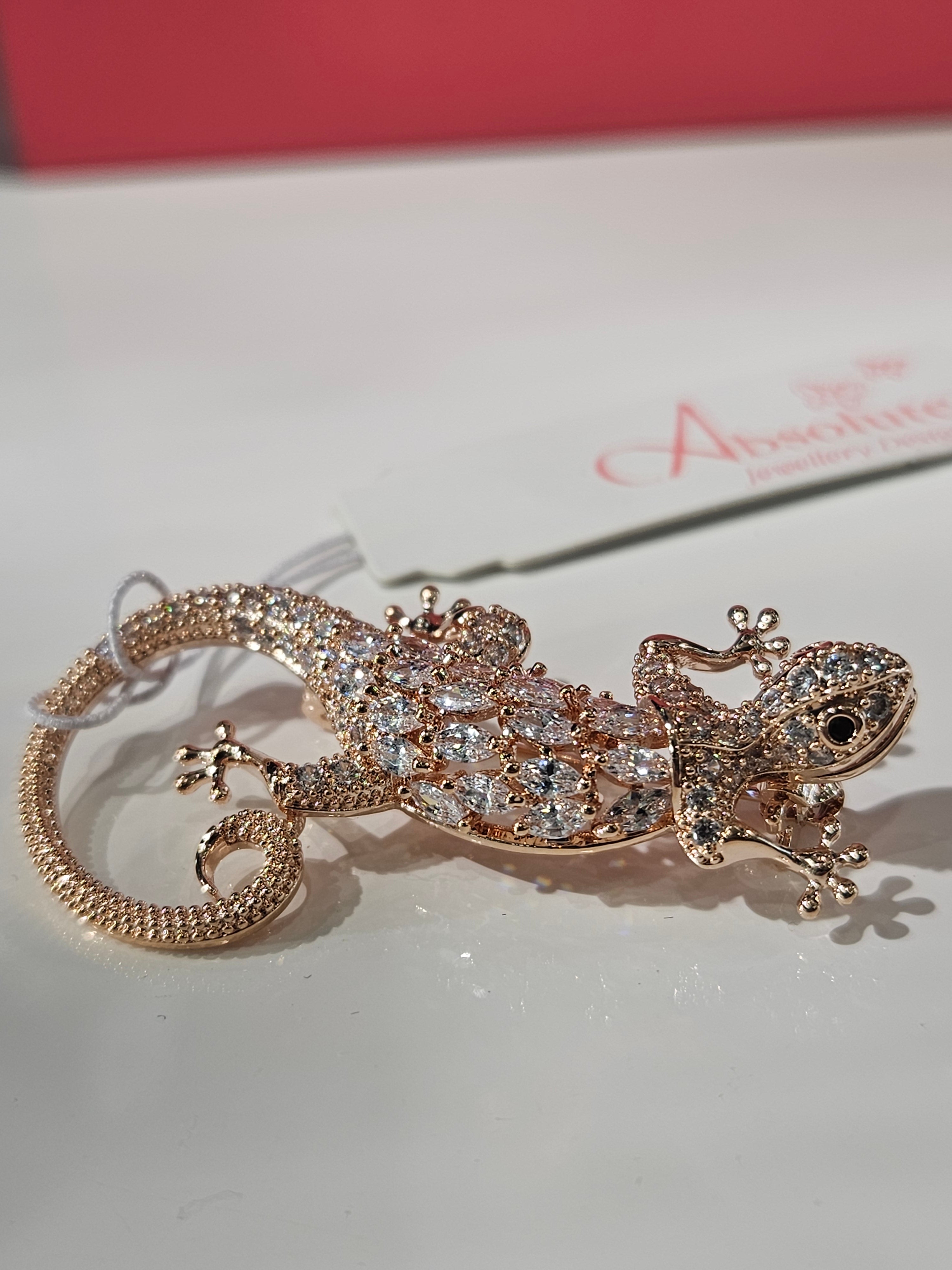 Absolute Lizard Brooch Rosegold