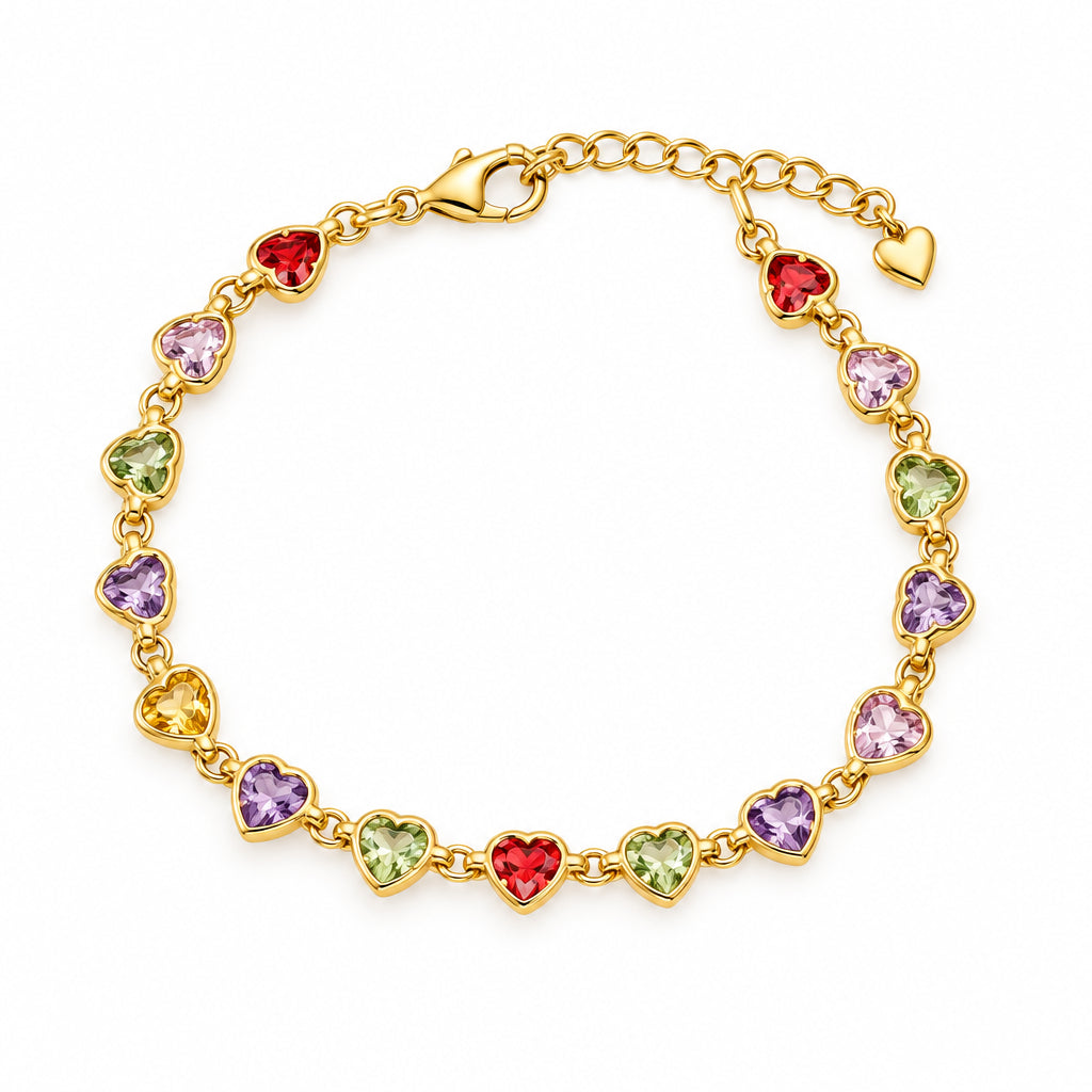 Goldplated colorful heart braclet