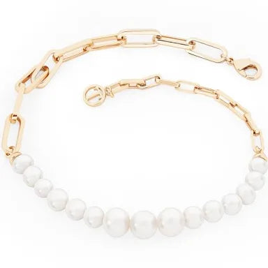 TC PEARL & CHAIN LINK BRACELET GOLD