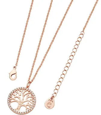 Tipperary Crystal Tree of Life Necklace Rosegold