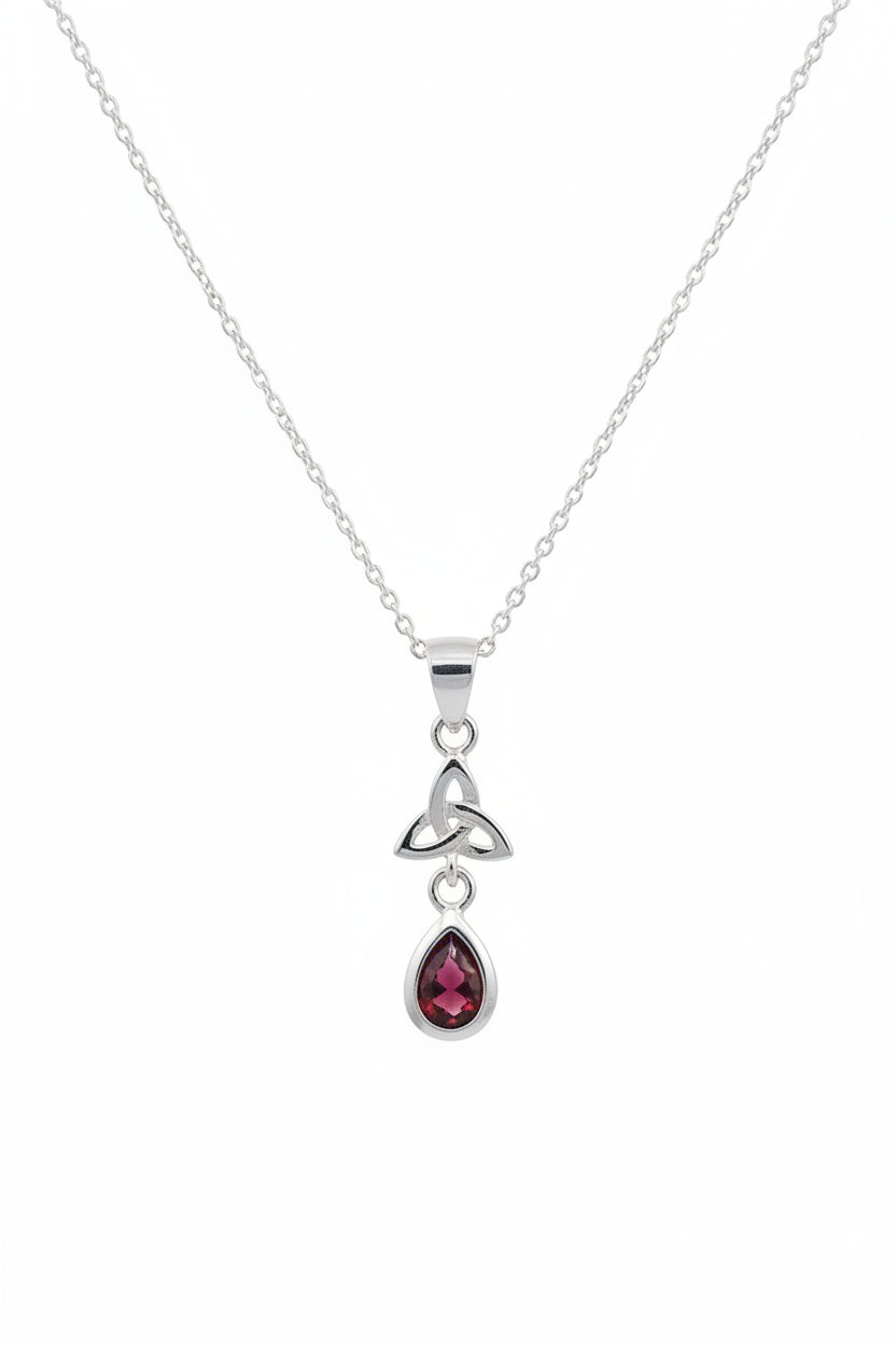 Sterling silver garnet drop pendent