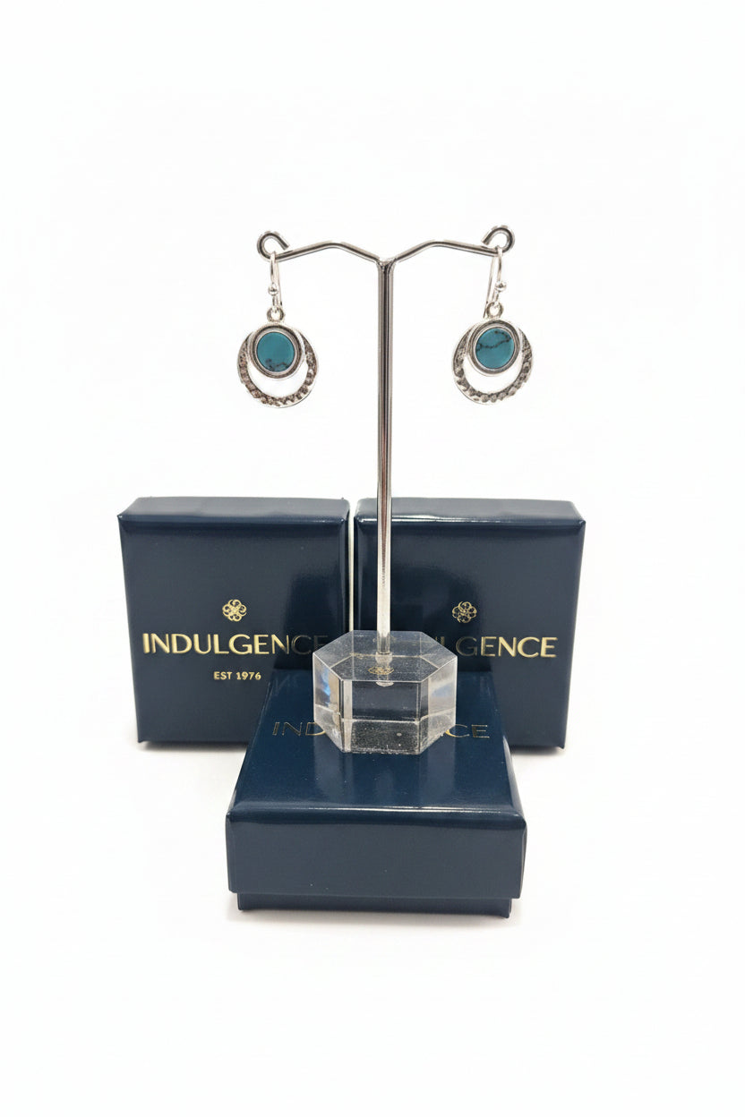 Silverplated earings with blue stone