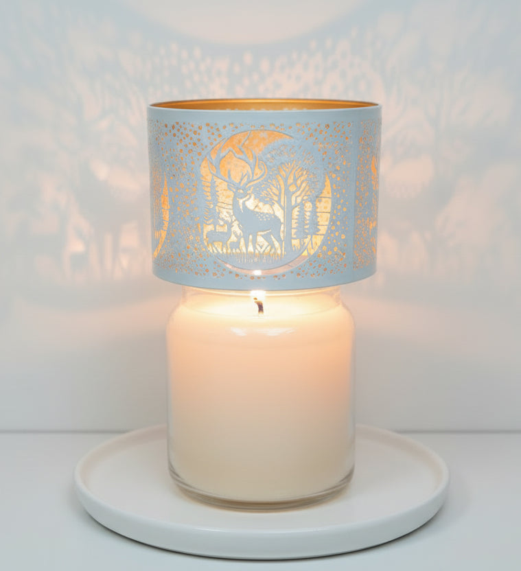 White & Gold Tray and Shade Deer Family