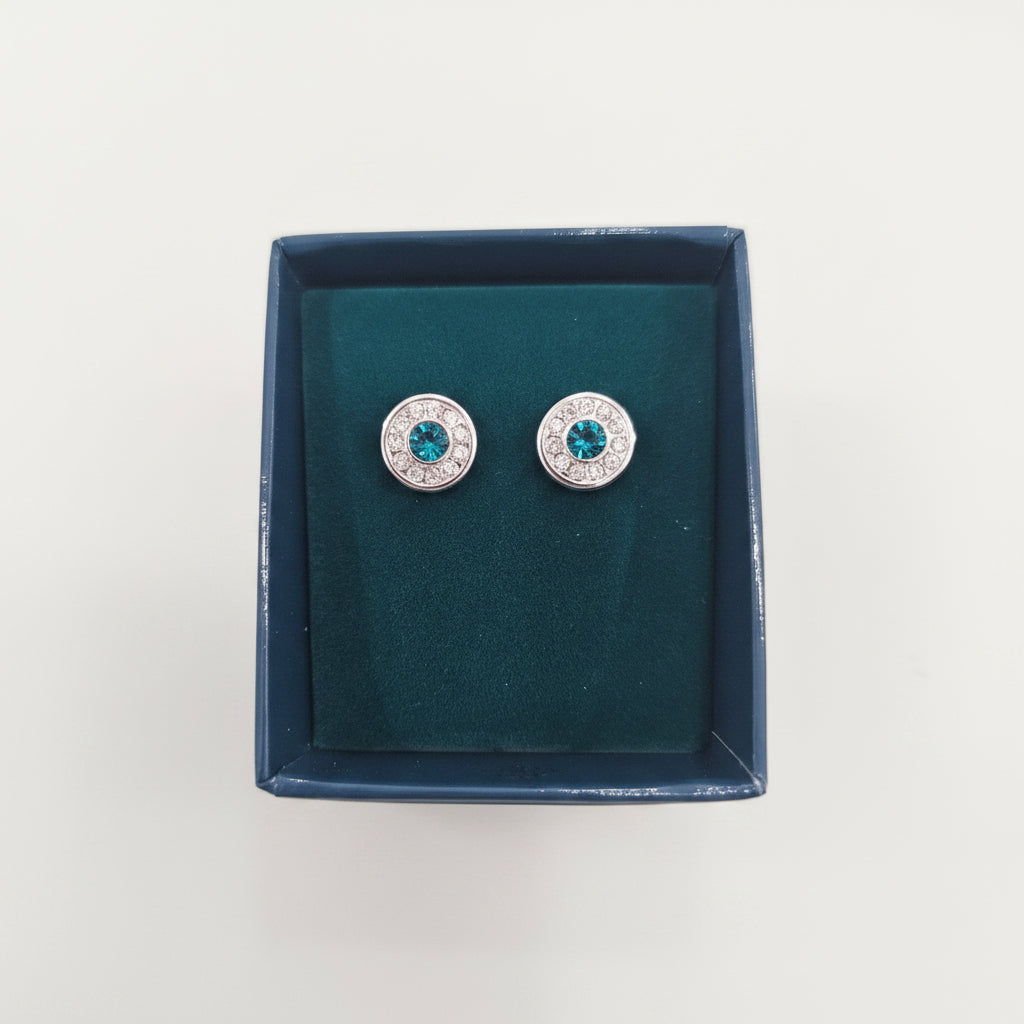 Silverplated Earrings with Green Stone