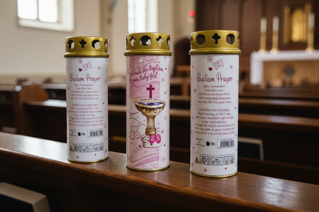 Girls christening candle