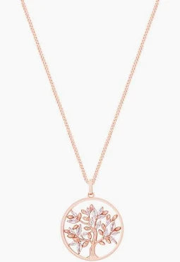 Tipperary Tree of Life Circle with Clear Marquise CZ Rose Gold Pendant