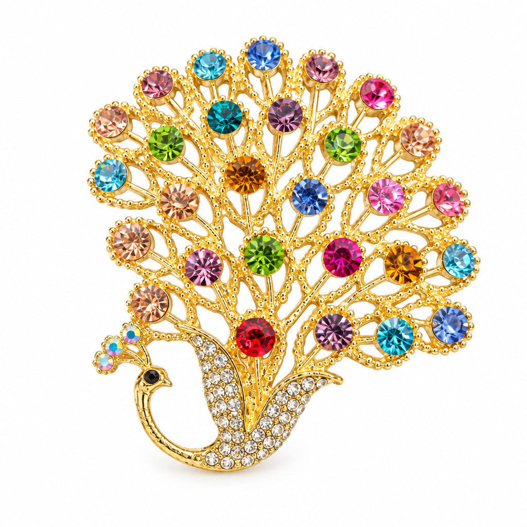 Colourful pecock brooch