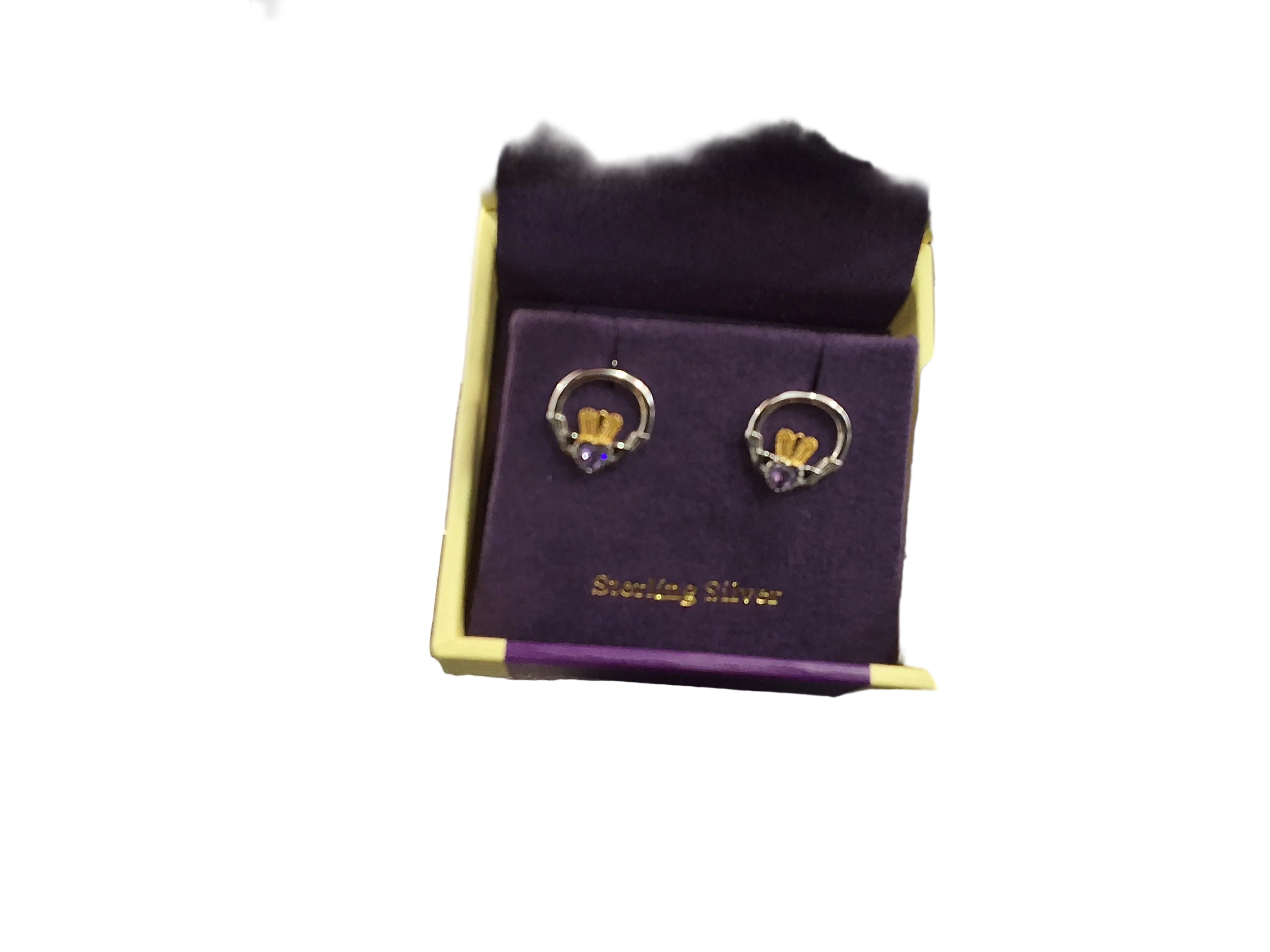 Amethyst Claddagh Earrings