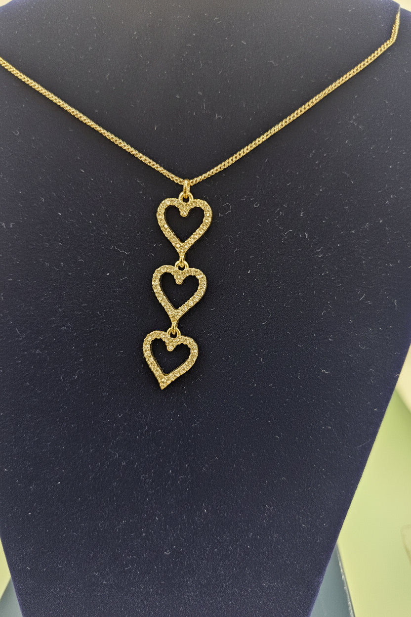 Silverplated Triple heart drop pendant