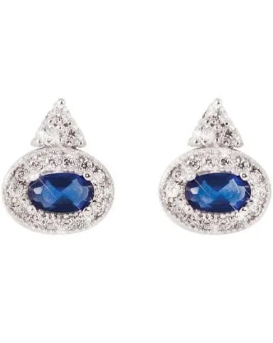 Tipperary Silver Earrings Oval Sapphire