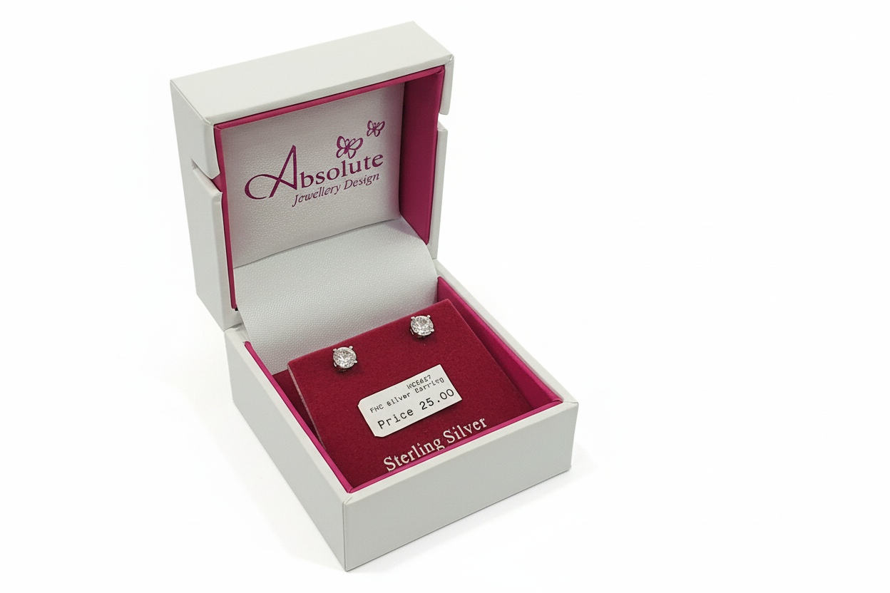 Absolute Sterling Silver Clear Stone Earring