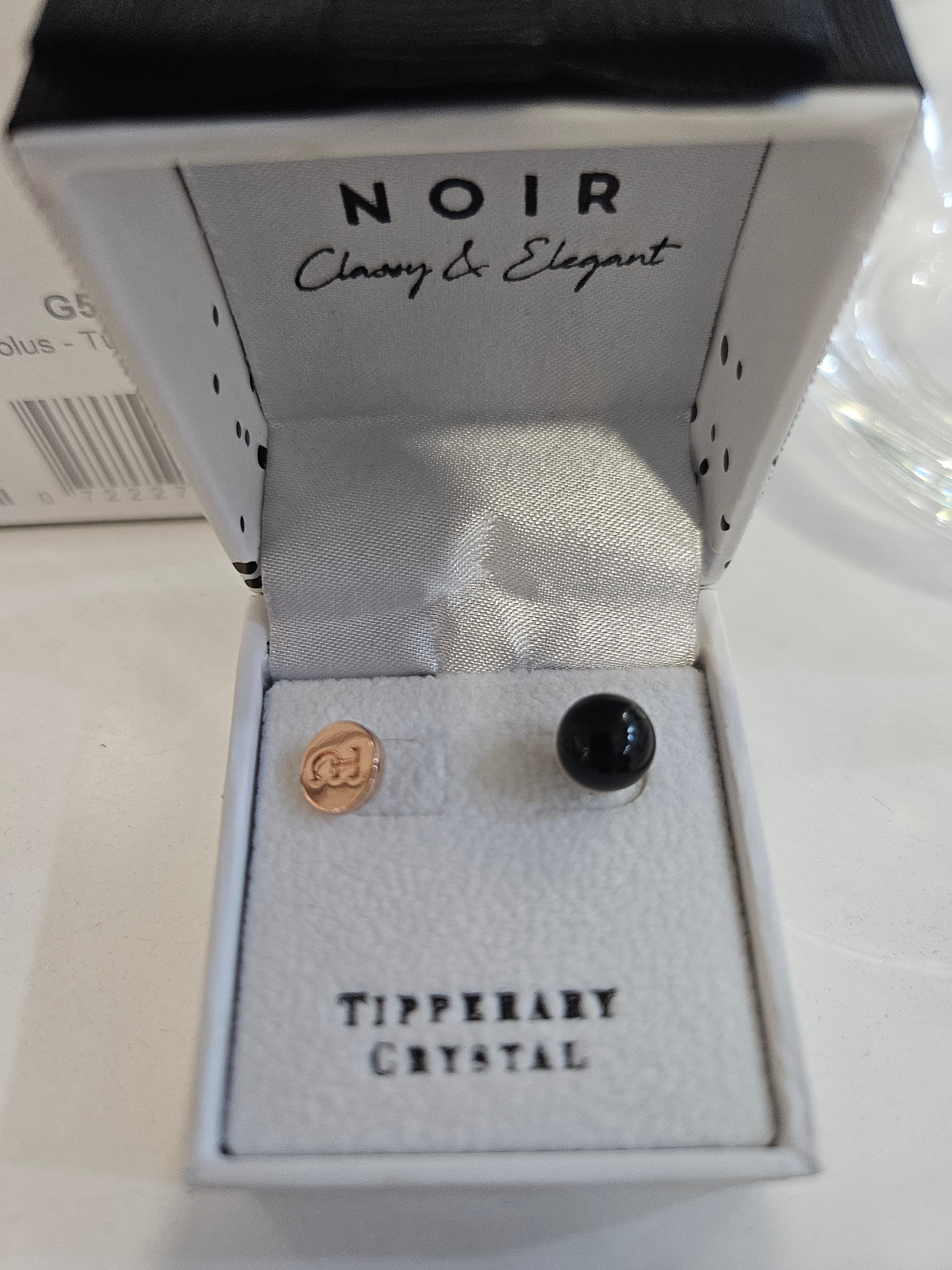 Tipperary Crystal Rosegold & Black Earrings