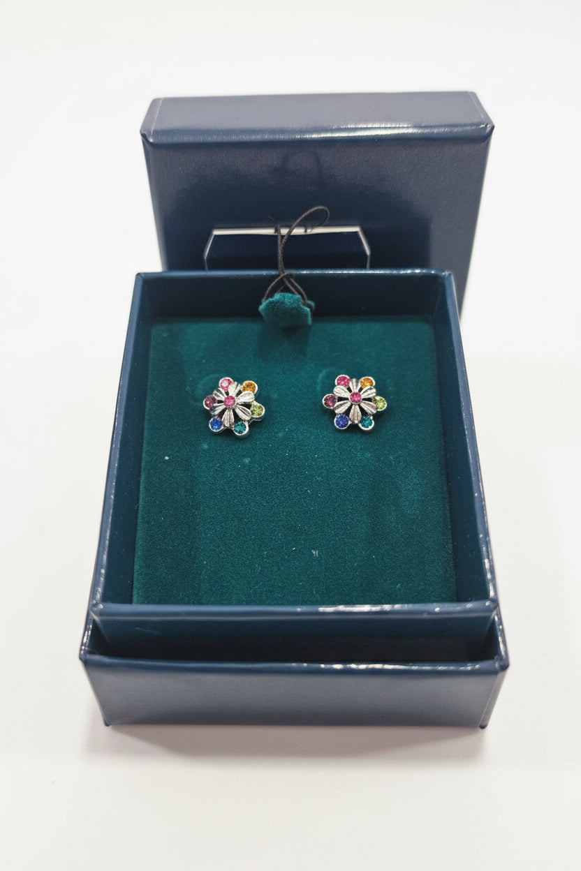 Coloured Stone Flower Earrings