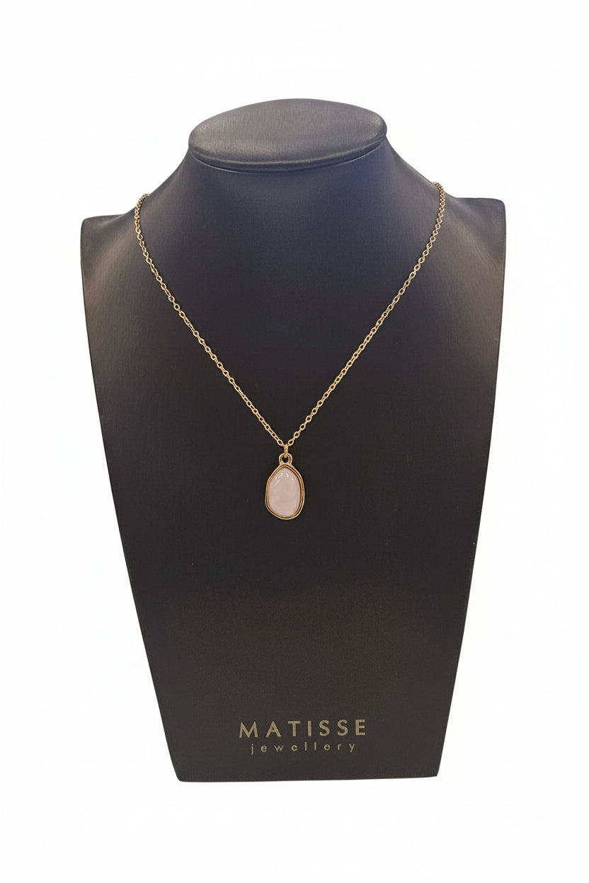 Goldplated Necklace with Rose Quartz Stone
