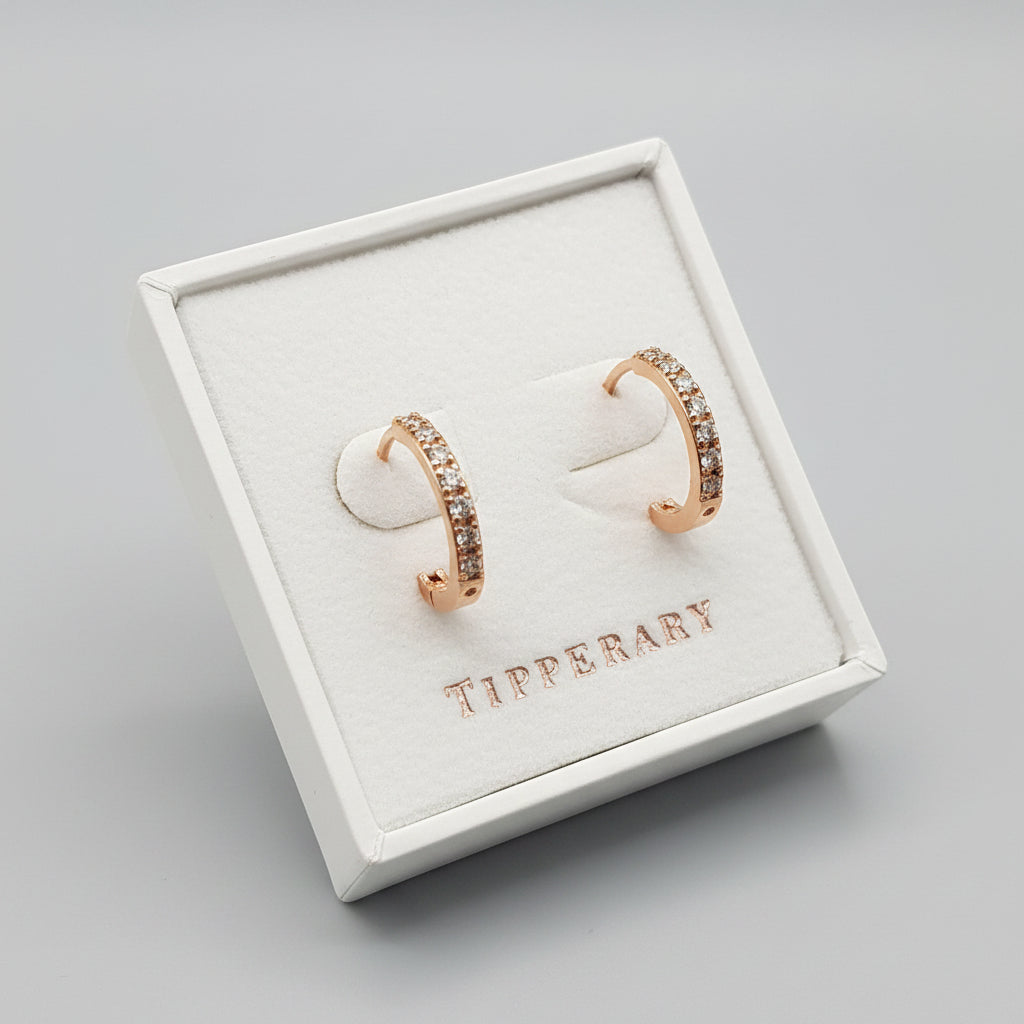 Tipperary Crystal Rosegold plated Circle with Clear Stone