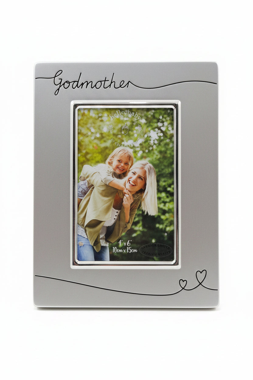 Silverplated Photo Frame Satin Finish "Godmother"