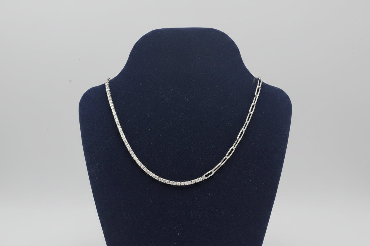 Sterling Silver Chain & Dimante Necklace