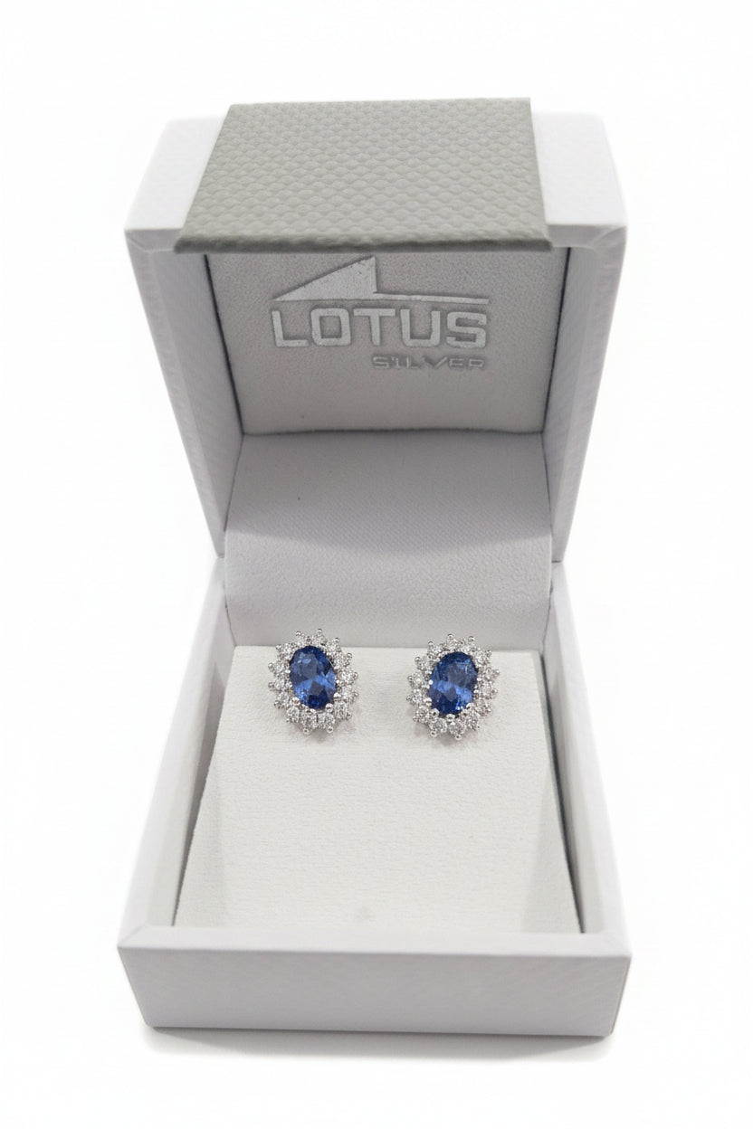 Sterling silver blue stone stud