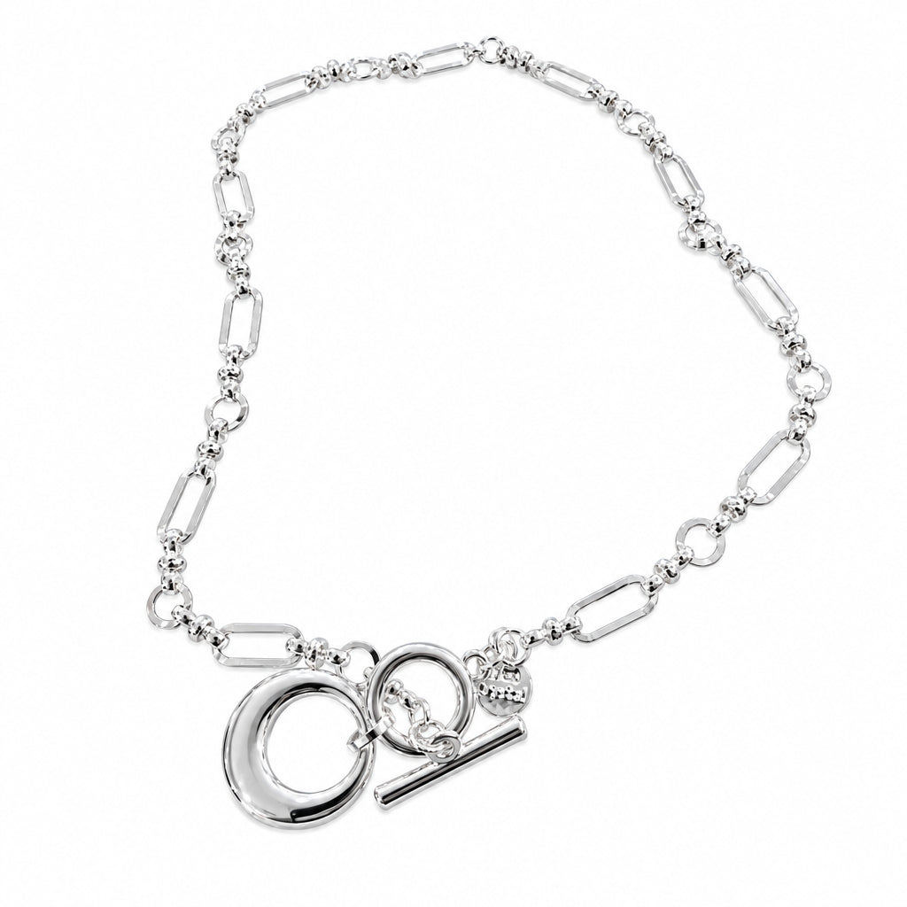 Silver Necklace with Silver T Bar Closing