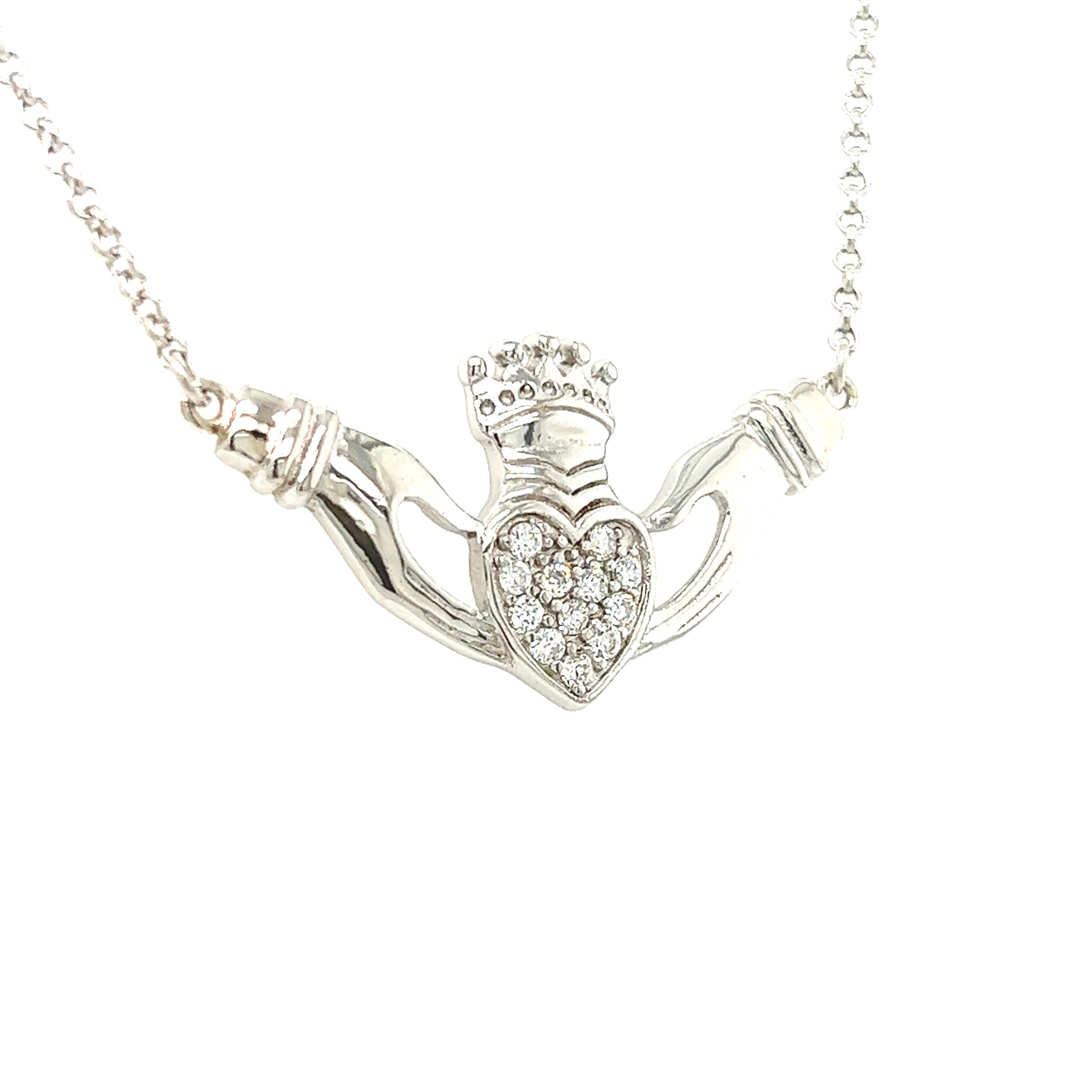 Cailin Claddagh Pendant with clear stones