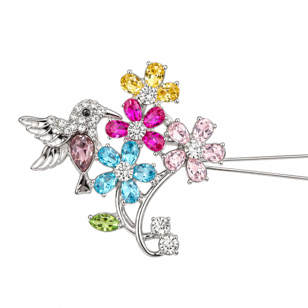 Bird & flower brooch