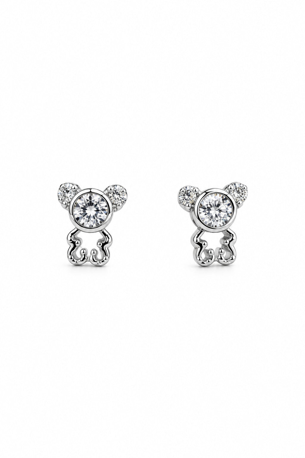 Sterling Silver CZ Teddy Stud Earring