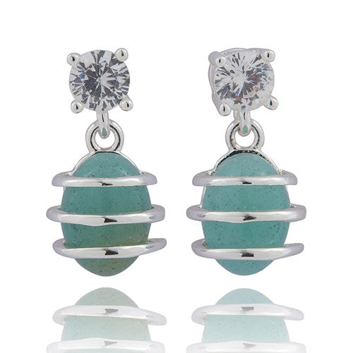 Equilibrium Drop Earrings Green Entwined Silverplated