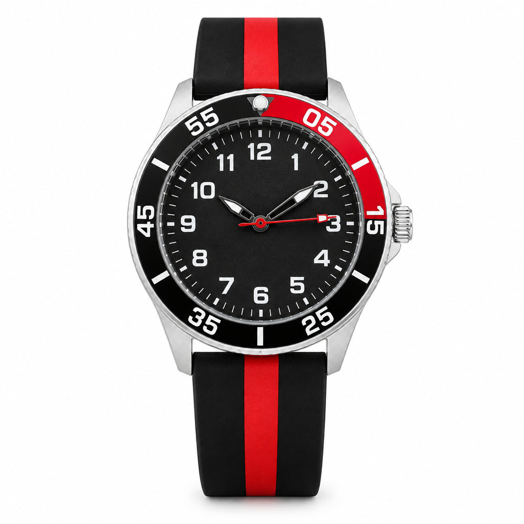 Mens Watch Red & Black Strap