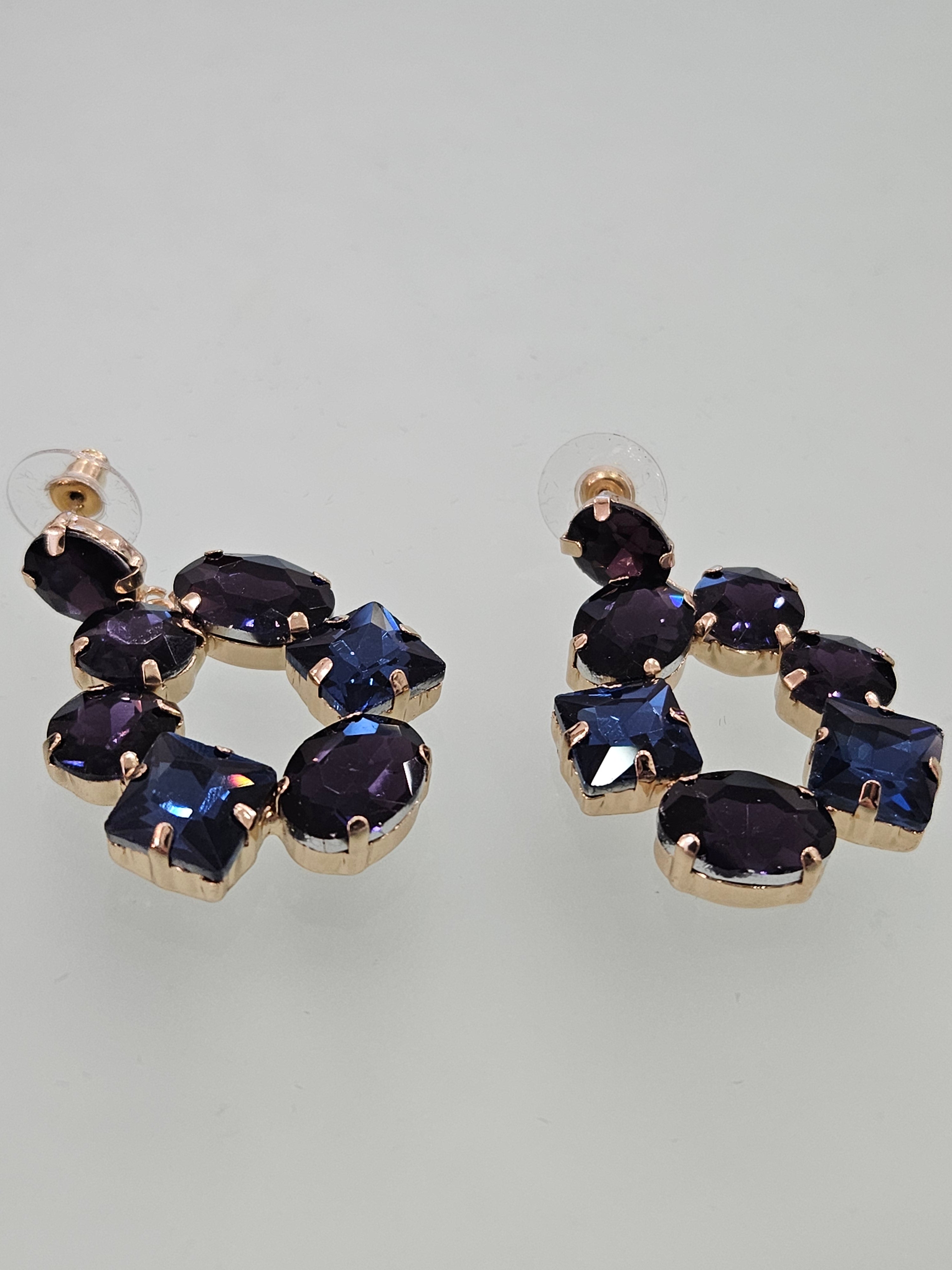 Purple Stone Drop Earrings